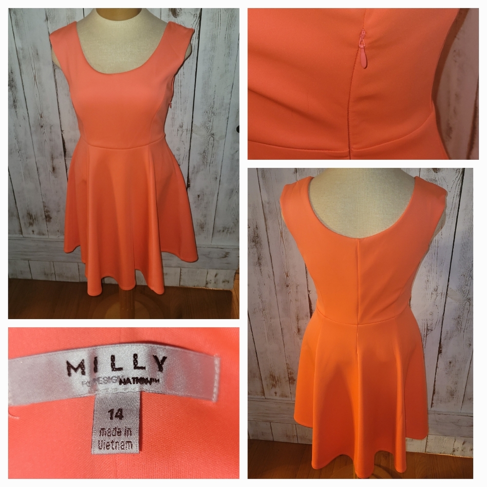 Milly Orange Fit & Flare Dress